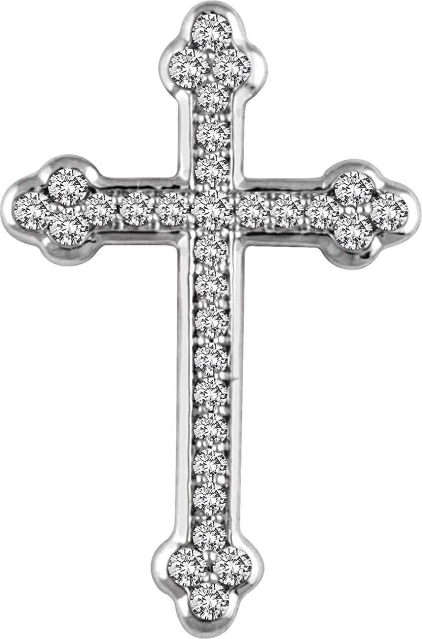 Diamond Botonée Cross Rhodium-Plated 14k White Gold Pendant (.25 Ctw, H+ Color, I1 Clarity)