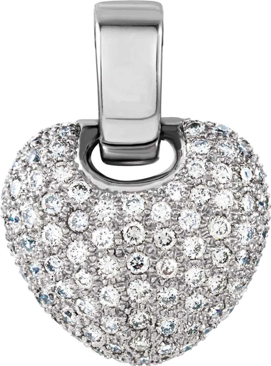14k White Gold Heart Pendant (GH Color, I1 Clarity, 1 Cttw)