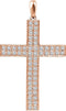 Diamond Western Cross Pendant, Rhodium-Plated 14k Rose Gold (.5 Ctw, H+ Color, I1 Clarity)