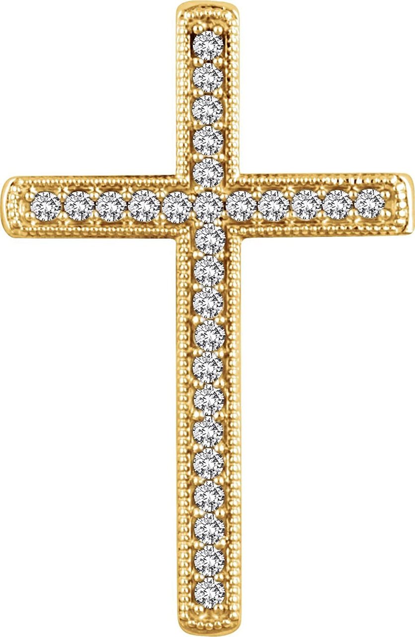 Diamond Chapel Cross Rhodium-Plated 14k Yellow Gold Pendant (.33 Ctw, H+ Color, I1 Clarity)