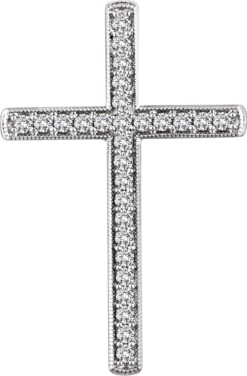 Diamond Chapel Cross Rhodium-Plated 14k White Gold Pendant (.75 Ctw, H+ Color, I1 Clarity)