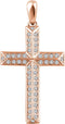 Diamond Angled Cross 14k Rose Gold Pendant (.5 Ctw, H+ Color, I1 Clarity)