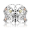 Diamond-Cut Antiqued Butterfly Ring, Sterling Silver 12k Green and Rose Gold Black Hills Gold Motif