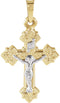 Two-Tone Byzantine Crucifix 14k Yellow and White Gold Pendant(33X25MM)