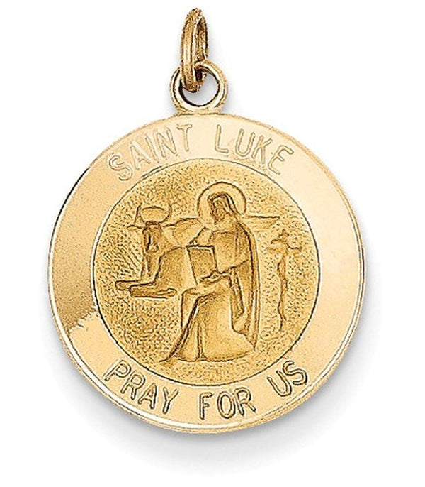 14k Yellow Gold St. Luke Medal Charm (23X15MM)