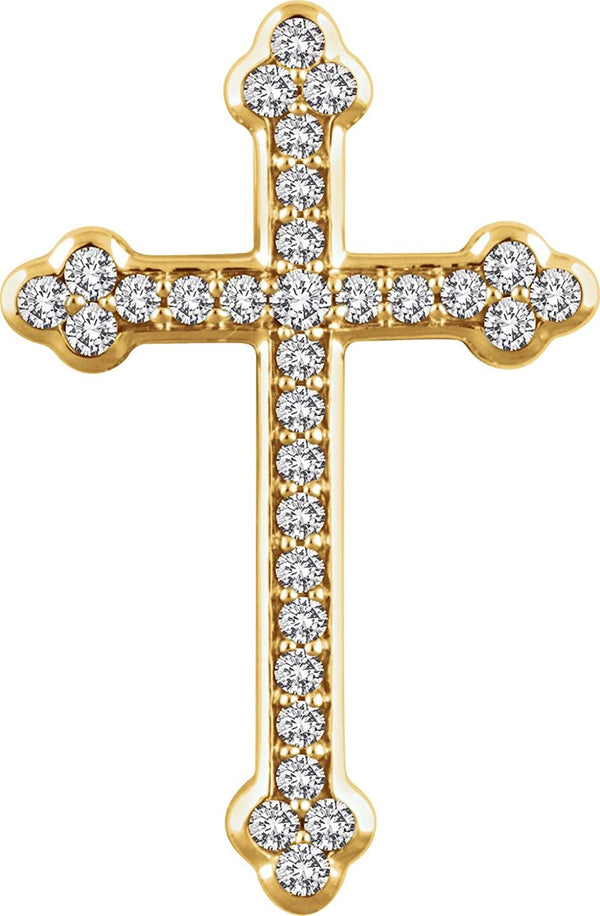 Diamond Botonée Cross 14k Yellow Gold Pendant (.5 Ctw, H+ Color, I1 Clarity)