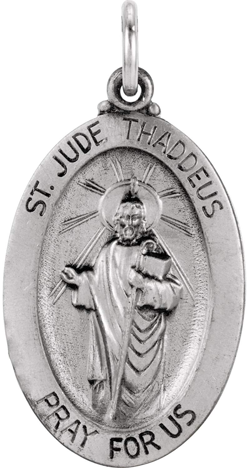 Sterling Silver St. Jude Thaddeus Oval Medal (21x13.5MM)