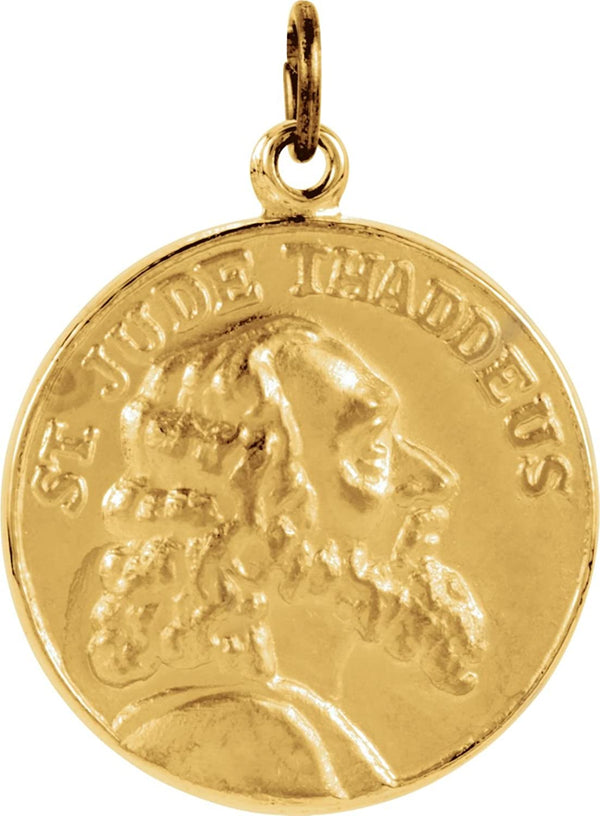 Rhodium Plated 14k Yellow Gold St. Jude Thaddeus Medal (15.25MM)