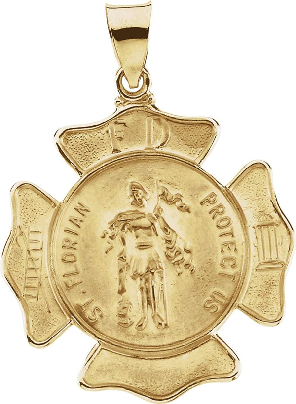 14k Yellow Gold Hollow St. Florian Medal (25.25x25.25 MM)