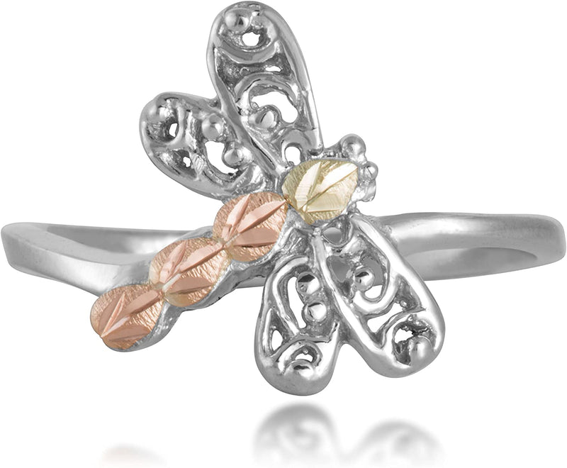 Dragonfly Toe Ring, Sterling Silver, 12k Green Gold and 12k Rose Gold Black Hills Gold