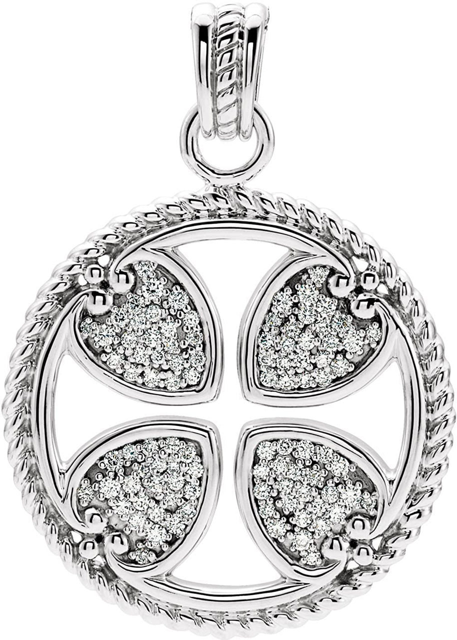 Diamond Maltese Rope Cross 14k White Gold Pendant (GH Color, I1 Clarity, 3/4 Cttw)