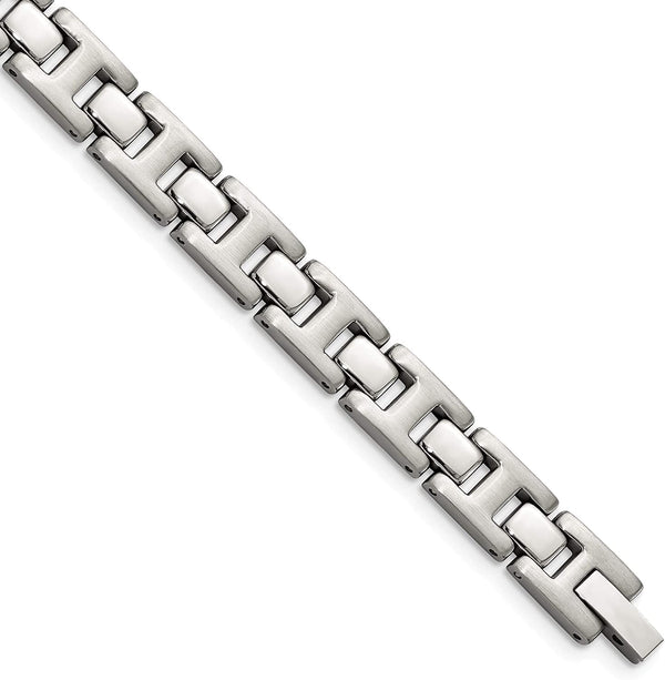 Men's Brushed and Polished Stainless Steel 9mm Bracelet, 8.5 Inches