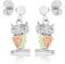 Engraved Owl Earrings, Sterling Silver, 12k Green and Rose Gold Black Hills Gold Motif