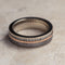 Ave 369 14k White Gold with Diamond and Gold Pinstripe, Gibeon Meteorite Inlay 5.5mm Comfort-Fit Eternity Wedding Band