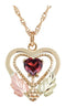 Ave 369 Garnet Heart January Birthstone Pendant Necklace, 10k Yellow Gold, 12k Green Gold, 12k Rose Gold Black Hills Gold, 18"