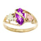 Ave 369 Amethyst Marquise Petite Leaf Ring, 10k Yellow Gold, 12k Green and Rose Gold Black Hills Gold