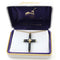 Ave 369 Black Powder Coated Cross Pendant Necklace, 10k Yellow Gold, 12k Green and Rose Gold Black Hills Gold Motif, 18"