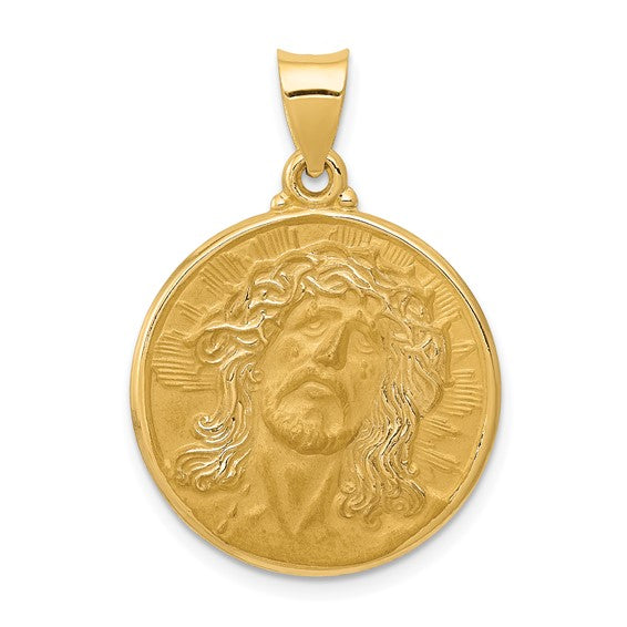 Ave 369 14k Yellow Gold Face Of Jesus Medal Pendant (24X21MM)