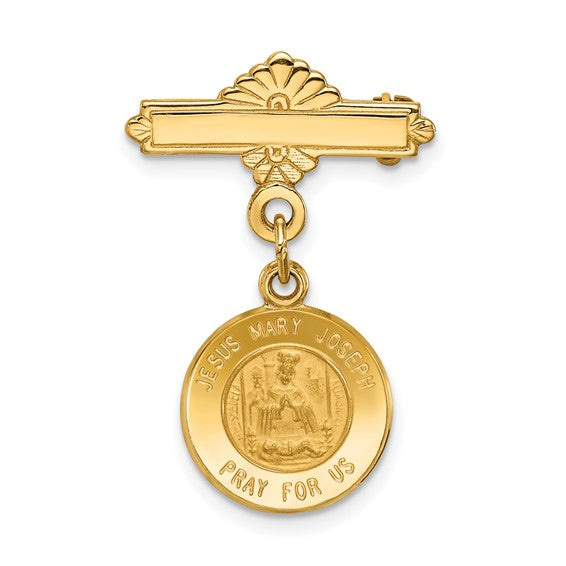 Ave 369 14k Yellow Gold Holy Family Medal Pin (25X17MM)