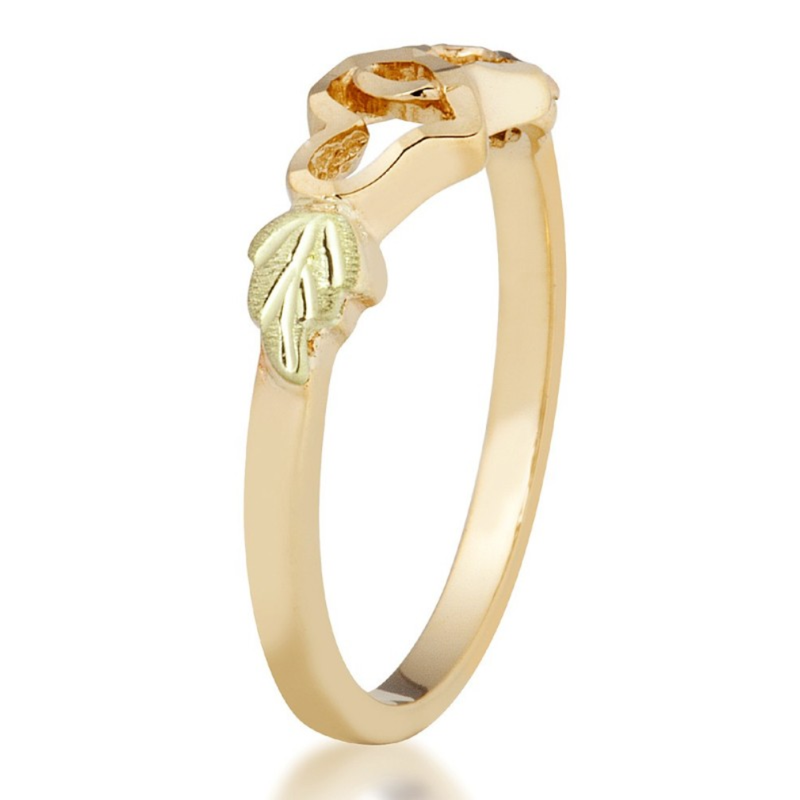 Ave 369 Diamond-Cut Two Hearts Ring, 10k Yellow Gold, 12k Pink and Green Gold Black Hills Gold Motif