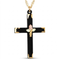 Women's Black Cross Pendant Necklace, 10k Yellow Gold, 12k Green and Rose Gold Black Hills Gold Motif, 18''