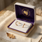 Ave 369 Beautiful Roses Semi Hoop Earrings, 10k Yellow Gold Black Hills Gold Motif