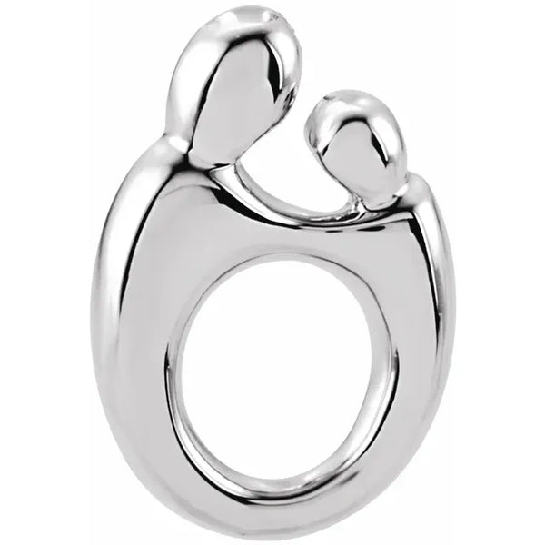 14k White Gold Small Mother and Child Pendant
