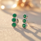 Emerald Three-Stone Ear Climbers, Rhodium-Plated 14k White Gold