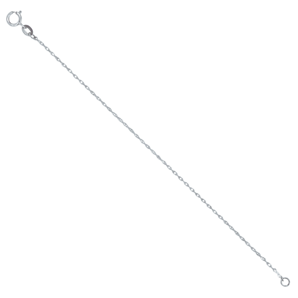 1 mm Rhodium-Plated 14k White Gold Diamond Cut Cable Chain, 18"