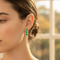 Emerald Three-Stone Ear Climbers, 14k Yellow Gold