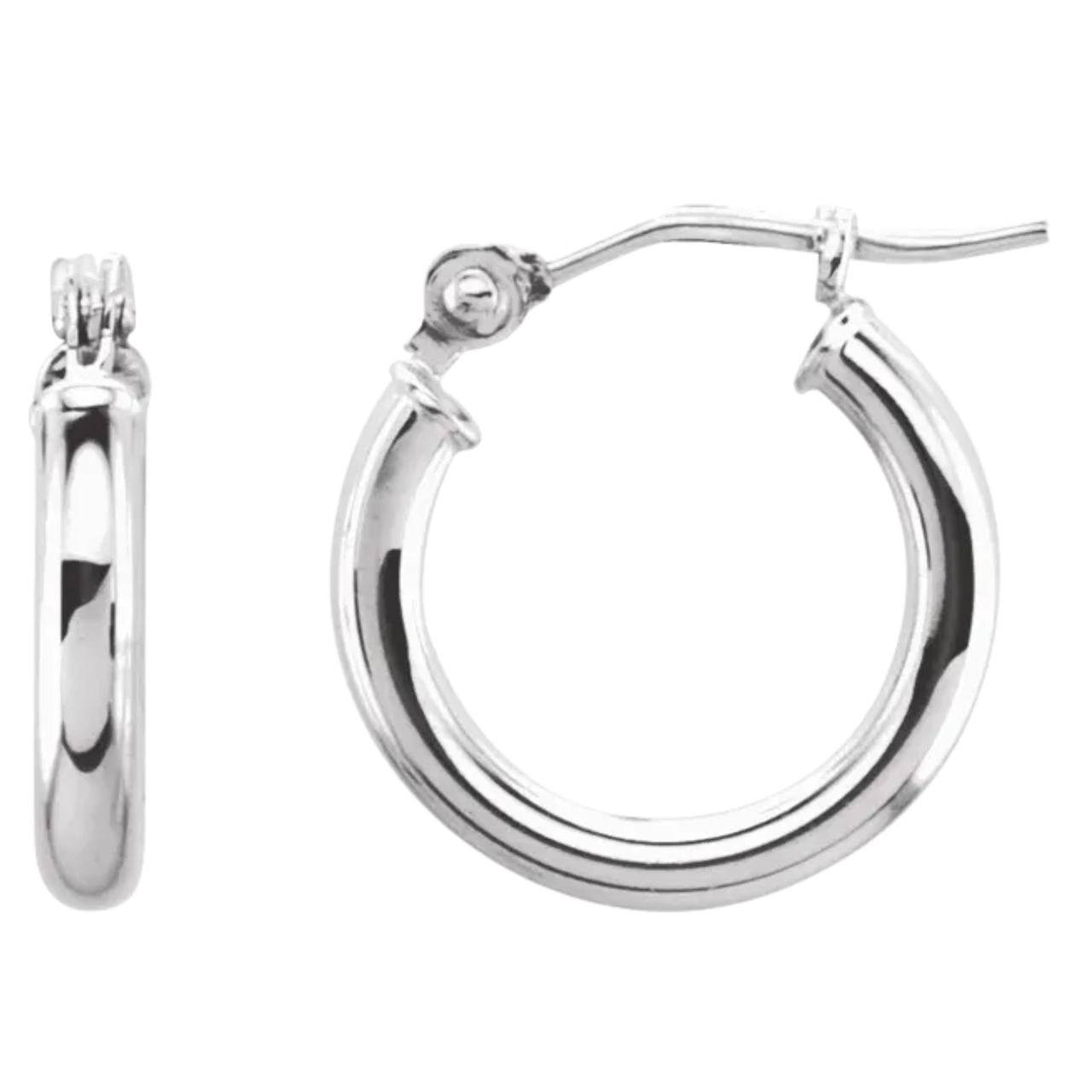 14k White Gold Tube Hoop Earrings