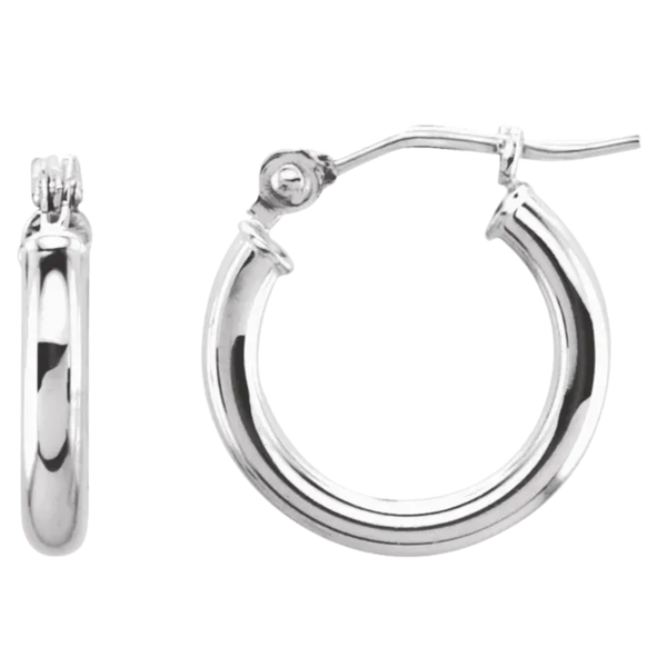 14k White Gold Tube Hoop Earrings