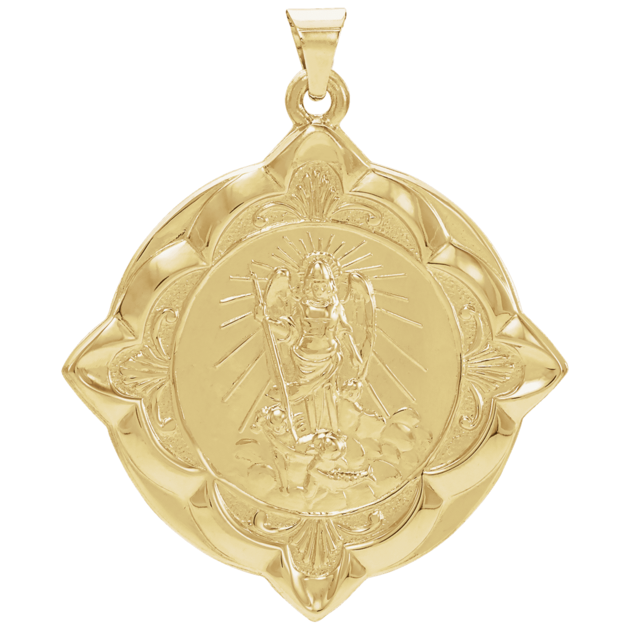 14k Yellow Gold Round St. Raphael Medal (31x31MM)