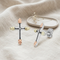 Ave 369 Antiquing with Beveled Edge Cross Earrings, Sterling Silver, 12k Green and Rose Gold Black Hills Gold Motif
