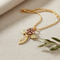 Ave 369 3D Rose Flower Leaf Cross Pendant Necklace, 10k Yellow Gold, 12k Green and Rose Gold Black Hills Gold Motif, 18"