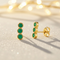 Emerald Three-Stone Ear Climbers, 14k Yellow Gold
