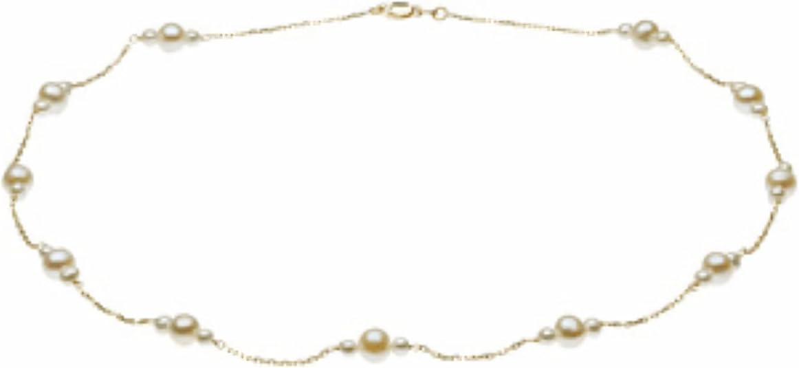 14k Yellow Gold Triple White Freshwater Cultured Pearl Necklace