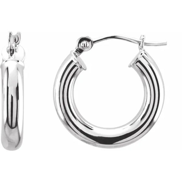 14k White Gold Tube Hoop Earrings