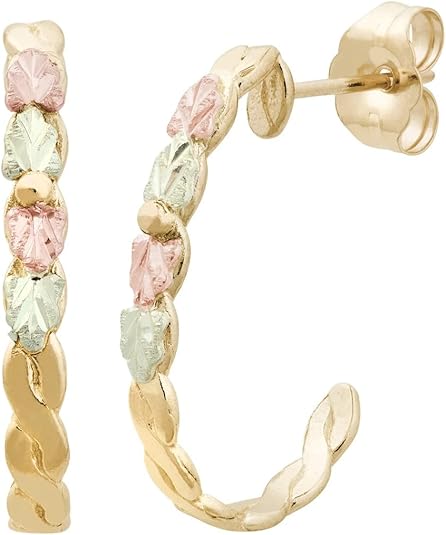 Hoop Earrings, 10k Yellow Gold, 12k Green Gold, 12k Rose Gold Black Hills Gold