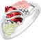 Marquise Created Garnet January Birthstone Ring, Sterling Silver, 12k Green and Rose Gold Black Hills Gold Motif