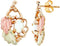 Created Opal Heart Vine Earrings, 10k Yellow Gold, 12k Green & Rose Black Hills Gold, Wiggle-Cut Grape Leaf Earrings for Women