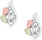 Ave 369 Created White Spinel Marquise April Birthstone Earrings, Sterling Silver, 12k Green and Rose Gold Black Hills Gold Motif