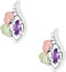 Ave 369 Created Soude Amethyst Marquise February Birthstone Earrings, Sterling Silver, 12k Green and Rose Gold Black Hills Gold Motif