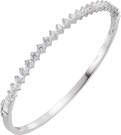 Cubic Zirconia in Sterling Silver Bracelet, 8"