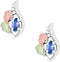Ave 369 Created Blue Spinel Marquise September Birthstone Earrings, Sterling Silver, 12k Green and Rose Gold Black Hills Gold Motif