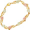 Wave Link with Leaves Bracelet, 10k Yellow Gold, 12k Green and Rose Gold Black Hills Gold Motif