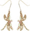 Handcrafted 10k Yellow Gold Dragonfly Filigree Earrings, 12k Rose and Green Gold Black Hills Gold Leaf Accents, Lightweight Dangle Earrings, Nature-Inspired Jewelry Gift for Women