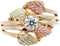 Ave 369 Bypass Leaves Ring with CZ, 10k Yellow Gold, 12k Green and Rose Gold Black Hills Gold Motif