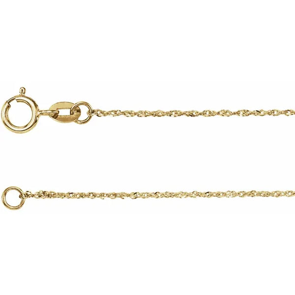 .50mm 14k Yellow Gold Diamond Cut Singapore Chain Bracelet, 7"