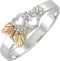 Double Open Heart Ring, Sterling Silver, 12k Green and Rose Gold Black Hills Gold Motif